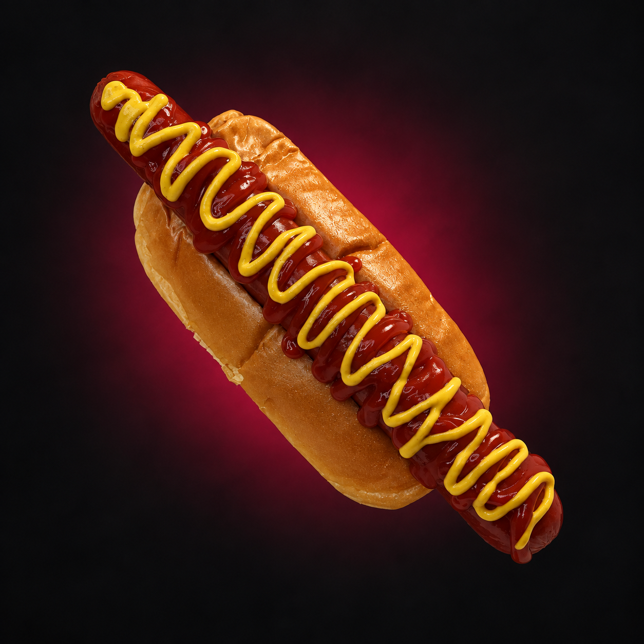 Jumbo hot dog with ketchup and mustard